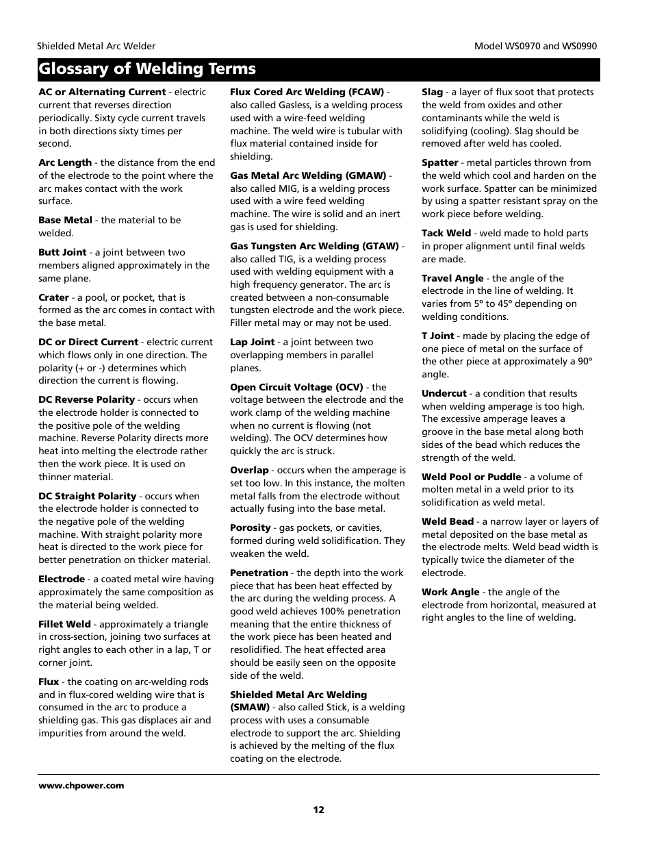 Campbell Hausfeld WS0990 User Manual | Page 12 / 36