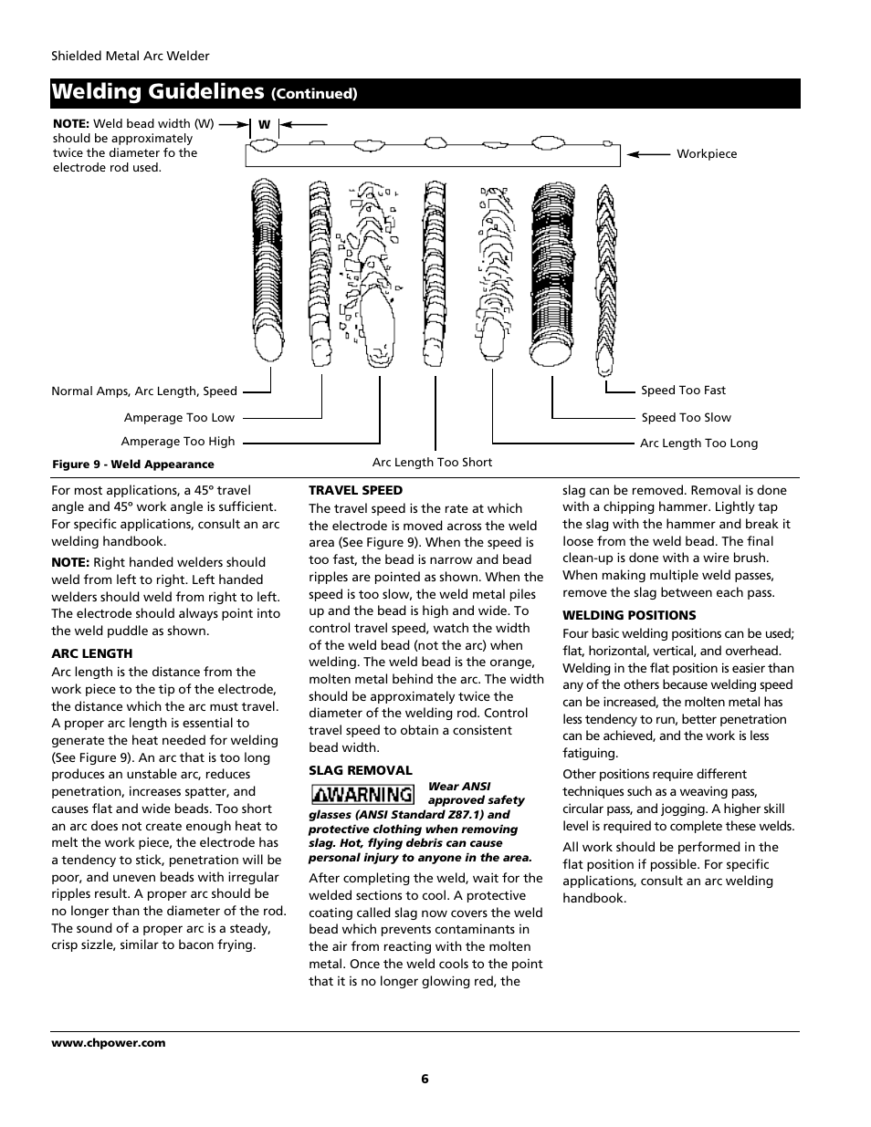 Welding guidelines | Campbell Hausfeld WS0990 User Manual | Page 6 / 36