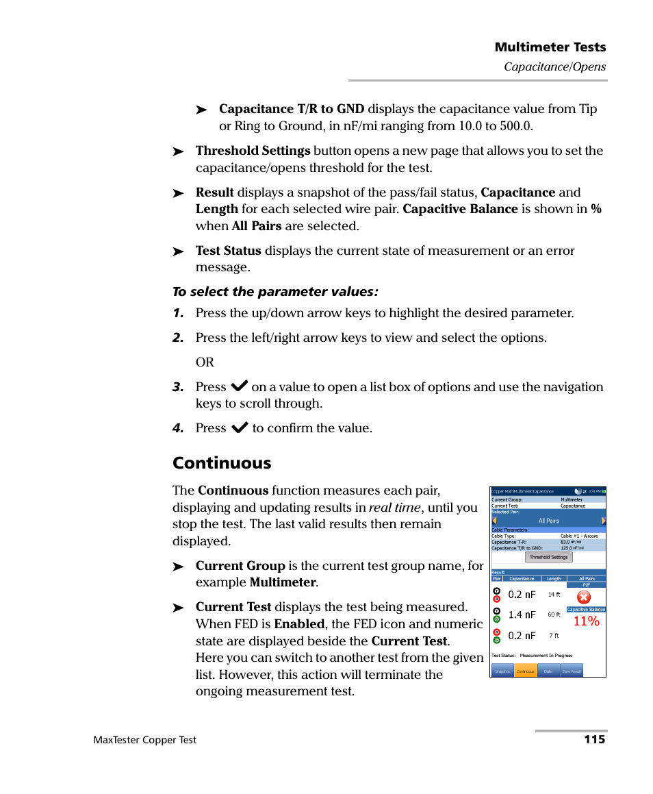 Continuous | EXFO MaxTester MAX-610 User Manual | Page 123 / 281