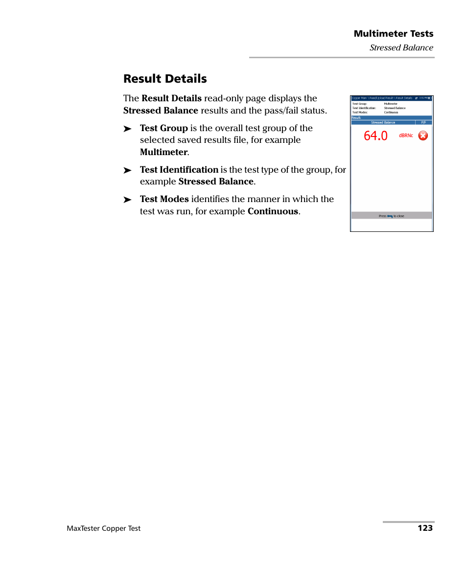 Result details | EXFO MaxTester MAX-610 User Manual | Page 131 / 281