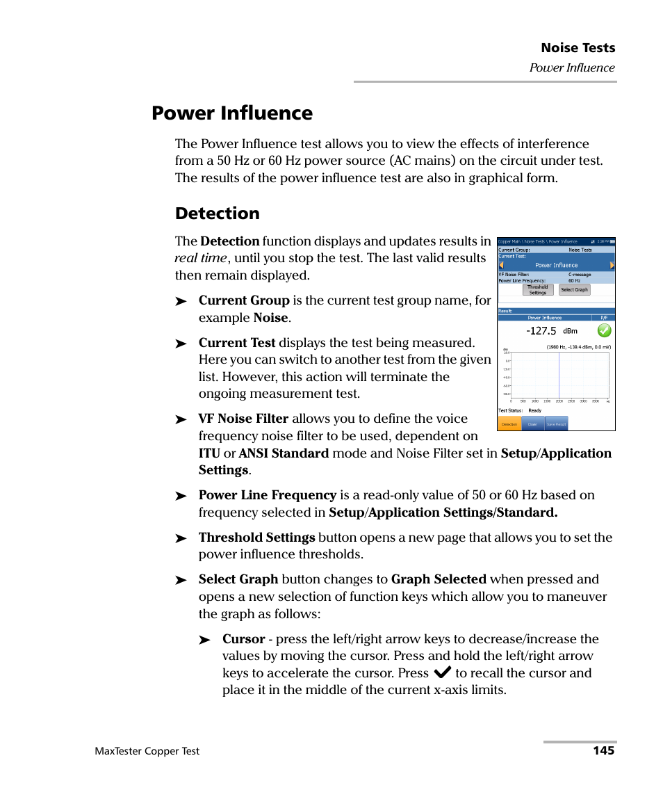 Power influence, Detection | EXFO MaxTester MAX-610 User Manual | Page 153 / 281