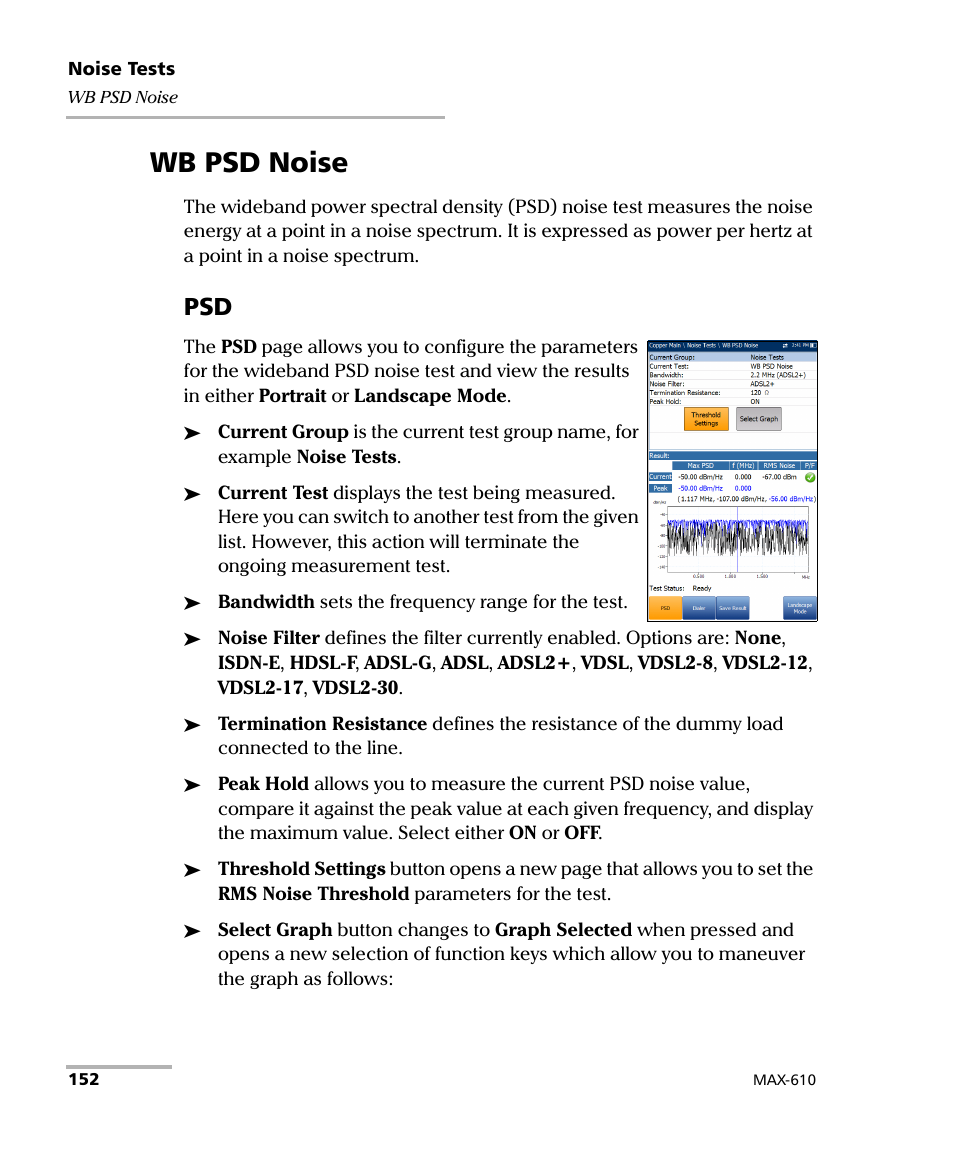 Wb psd noise | EXFO MaxTester MAX-610 User Manual | Page 160 / 281