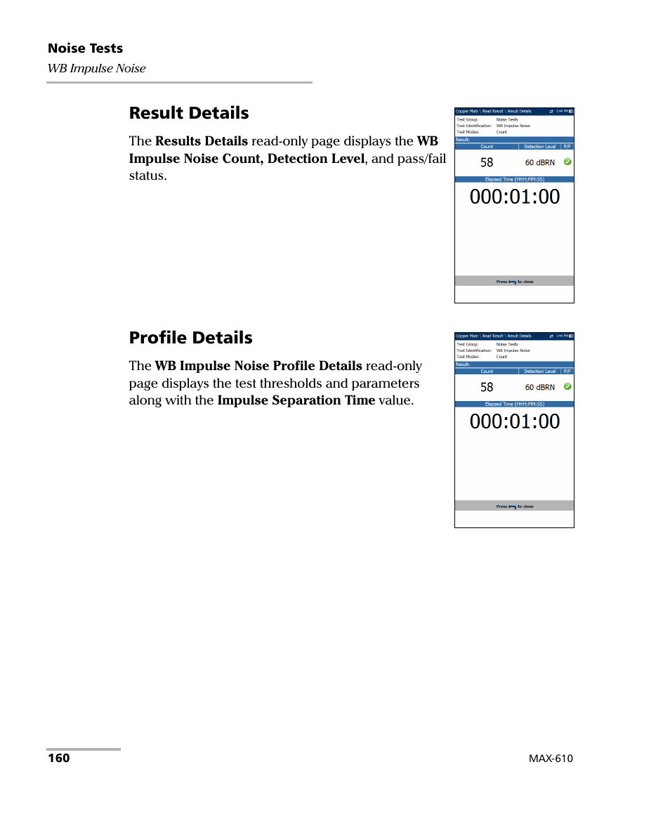 Result details, Profile details | EXFO MaxTester MAX-610 User Manual | Page 168 / 281