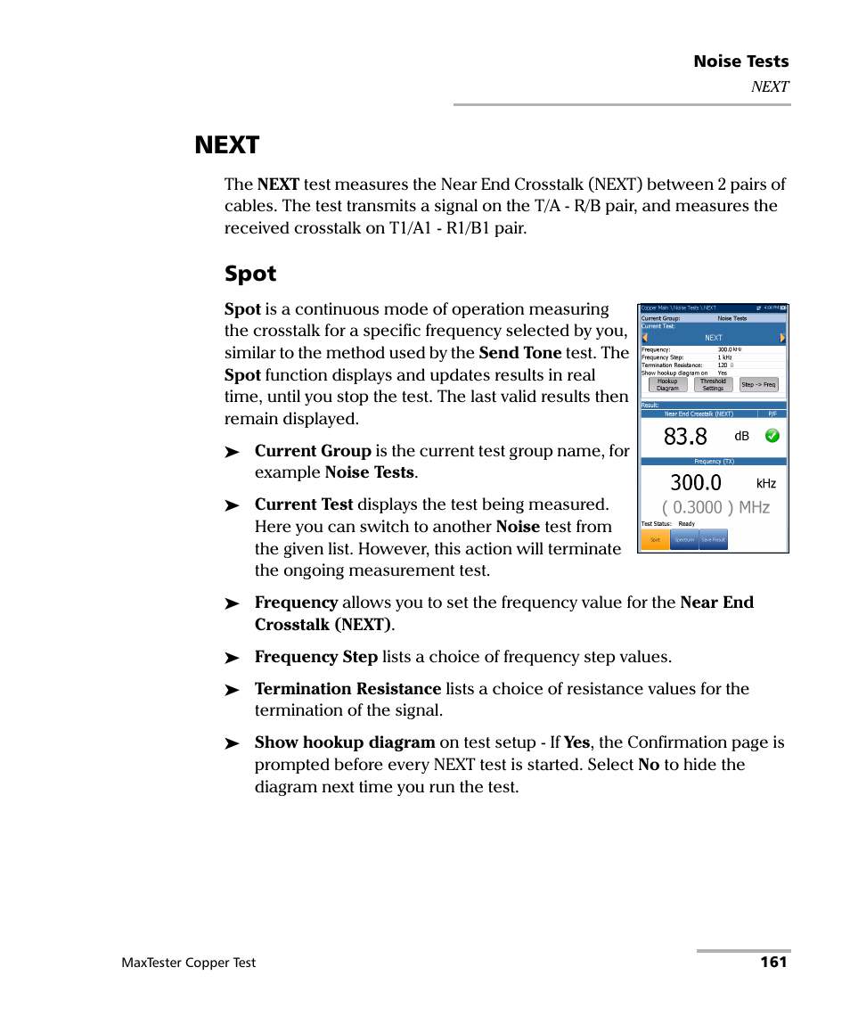 Next, Spot | EXFO MaxTester MAX-610 User Manual | Page 169 / 281