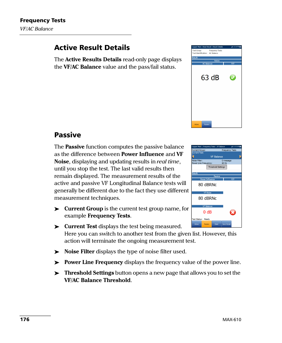 Active result details, Passive | EXFO MaxTester MAX-610 User Manual | Page 184 / 281