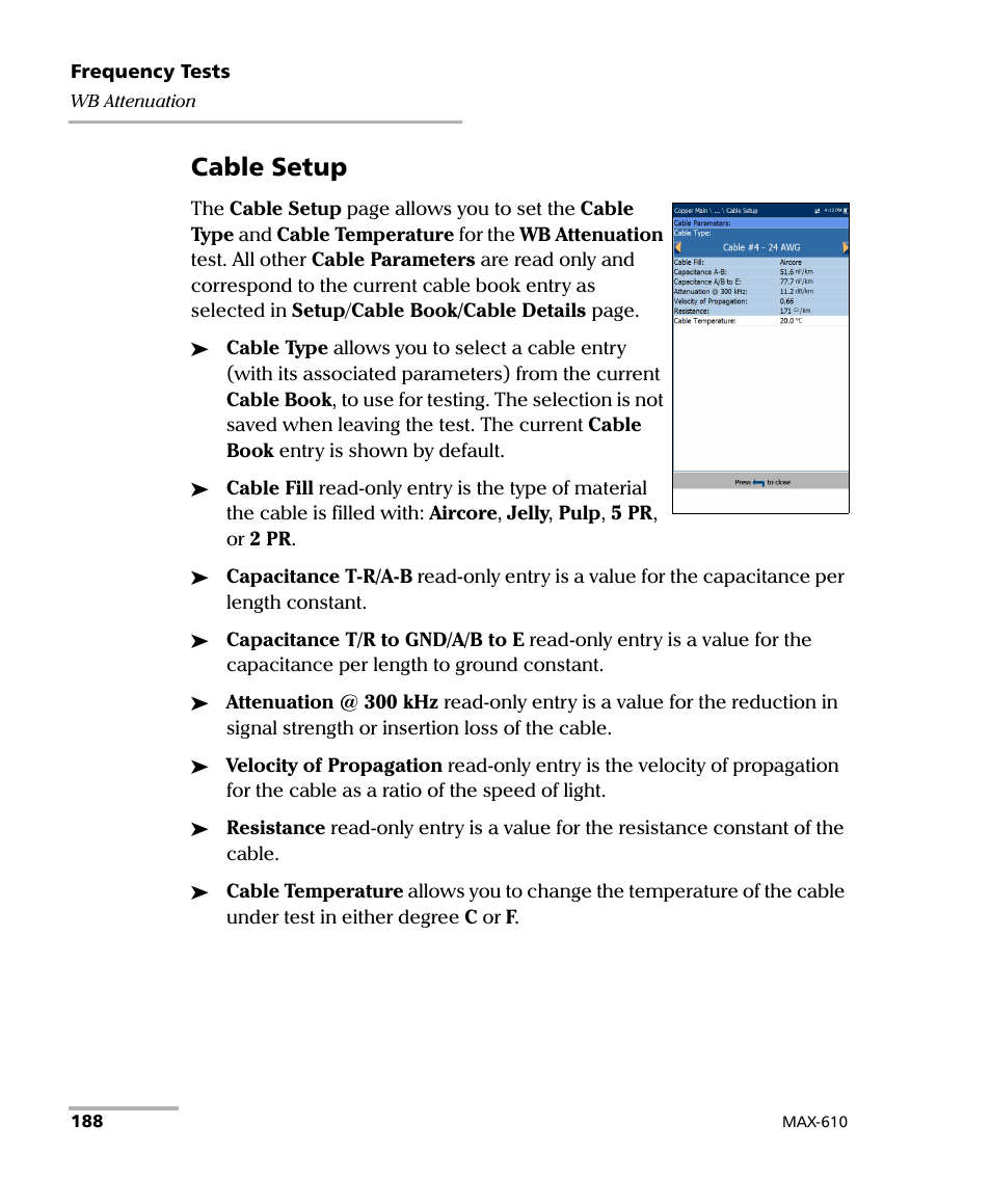 Cable setup | EXFO MaxTester MAX-610 User Manual | Page 196 / 281
