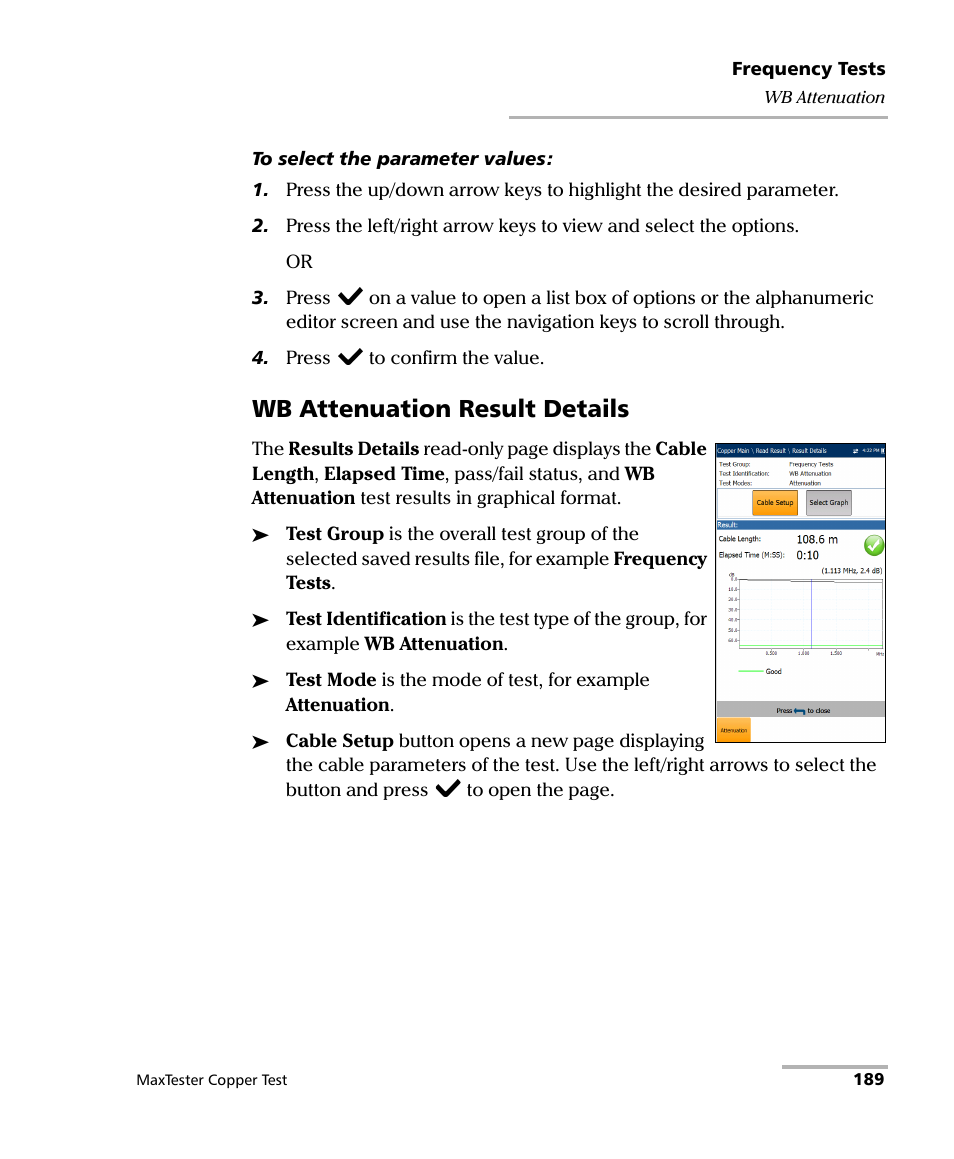 Wb attenuation result details | EXFO MaxTester MAX-610 User Manual | Page 197 / 281