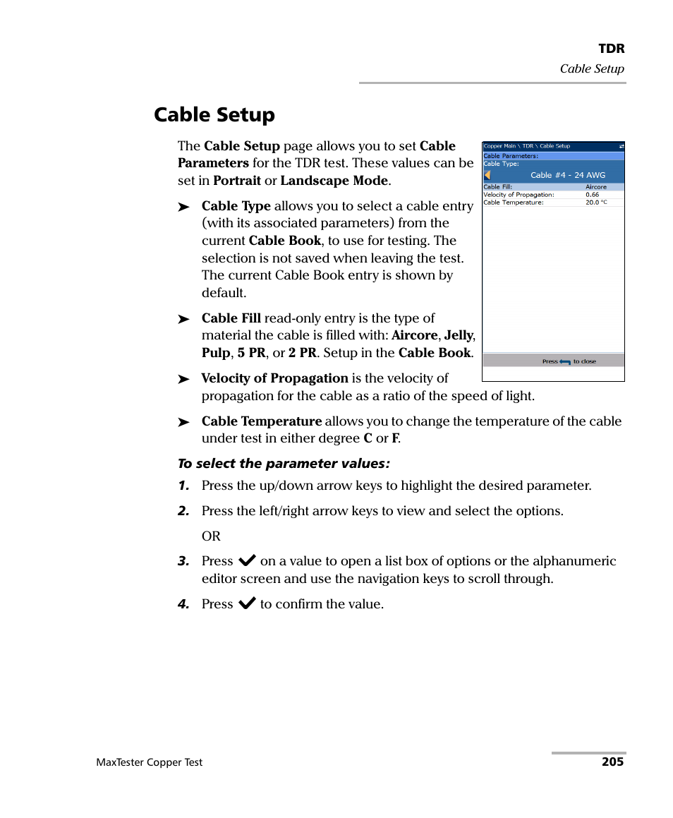 Cable setup | EXFO MaxTester MAX-610 User Manual | Page 213 / 281