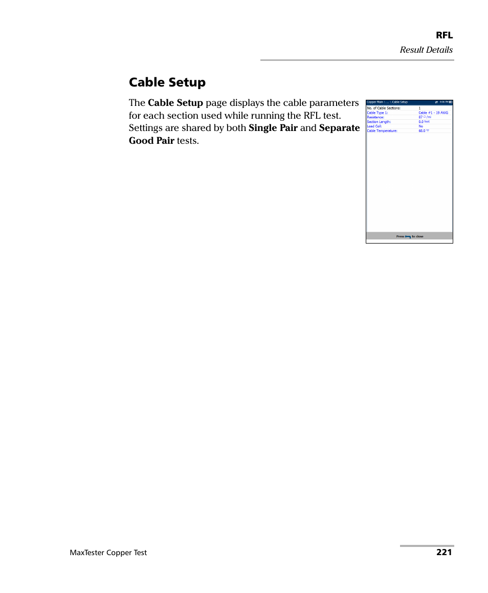 Cable setup | EXFO MaxTester MAX-610 User Manual | Page 229 / 281