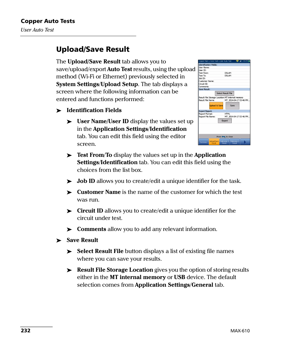 Upload/save result | EXFO MaxTester MAX-610 User Manual | Page 240 / 281