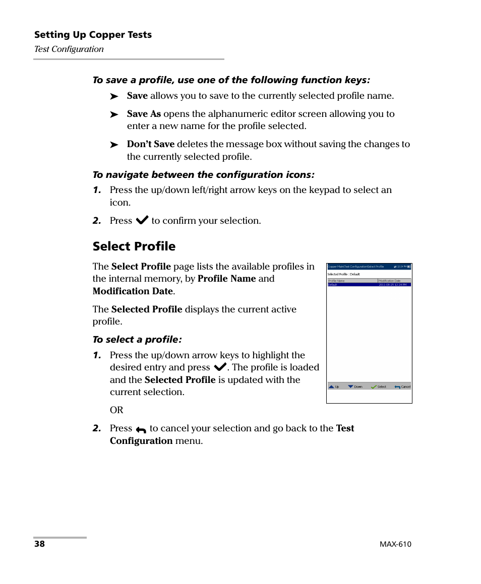 Select profile | EXFO MaxTester MAX-610 User Manual | Page 46 / 281