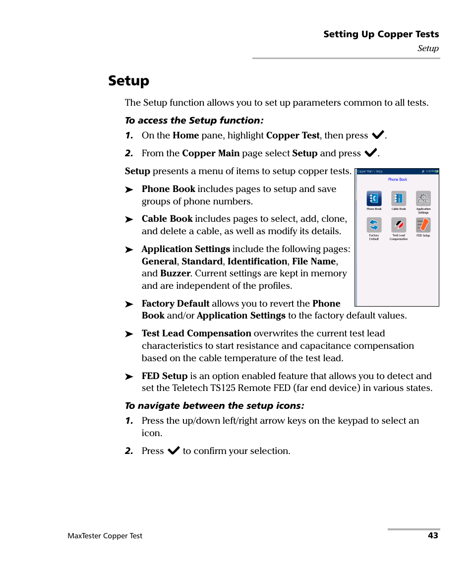 Setup | EXFO MaxTester MAX-610 User Manual | Page 51 / 281