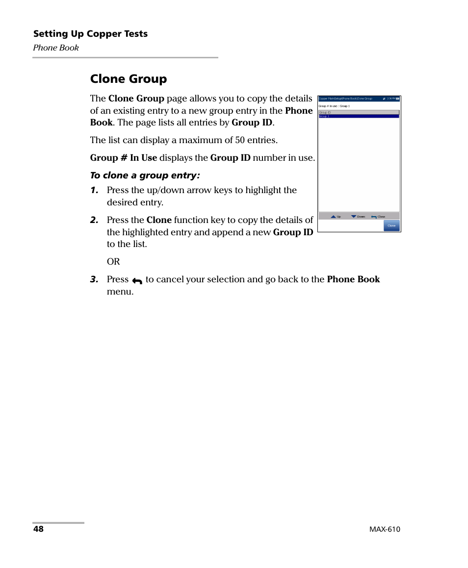 Clone group | EXFO MaxTester MAX-610 User Manual | Page 56 / 281