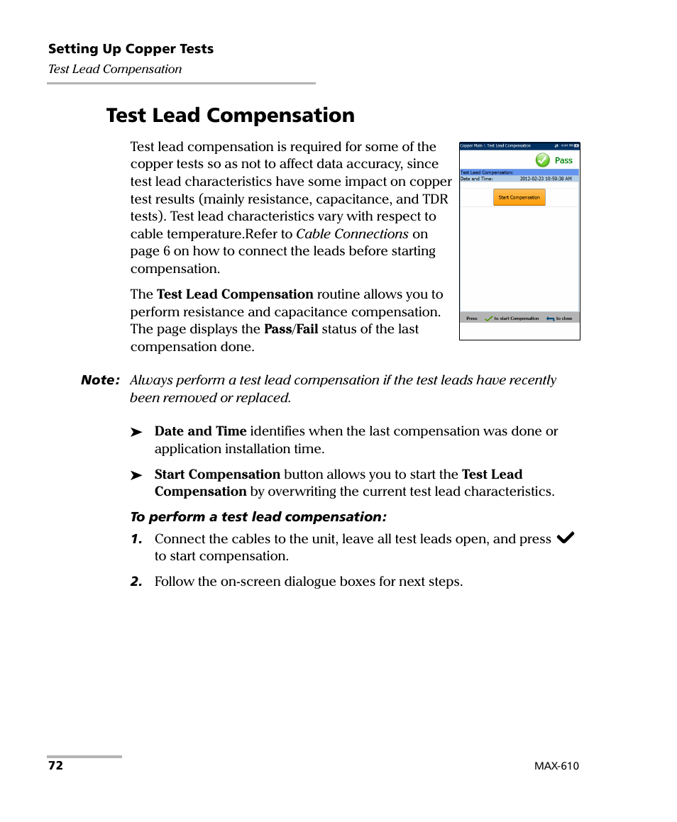 Test lead compensation | EXFO MaxTester MAX-610 User Manual | Page 80 / 281