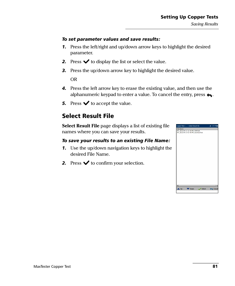 Select result file | EXFO MaxTester MAX-610 User Manual | Page 89 / 281