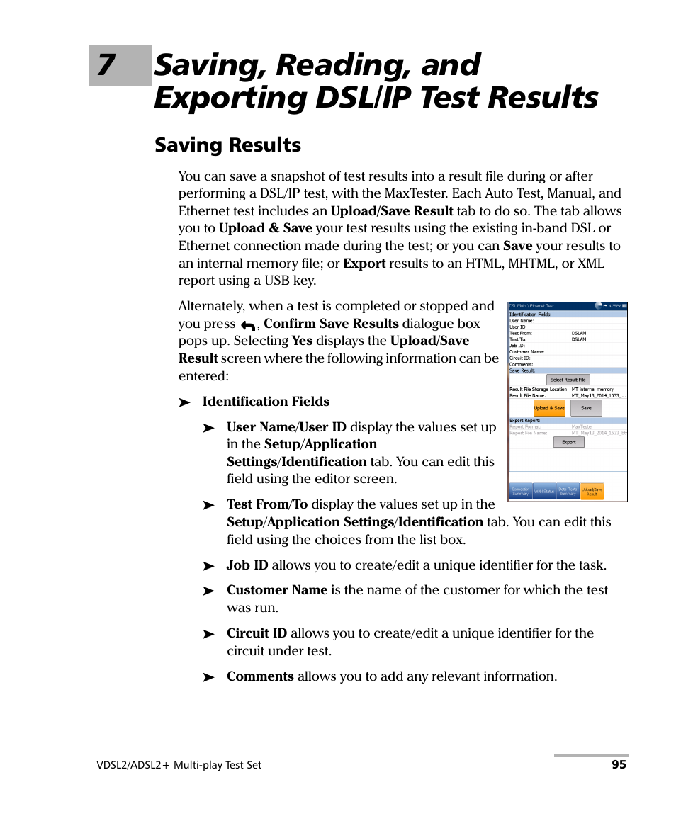 Saving results | EXFO MaxTester MAX-630 User Manual | Page 101 / 135
