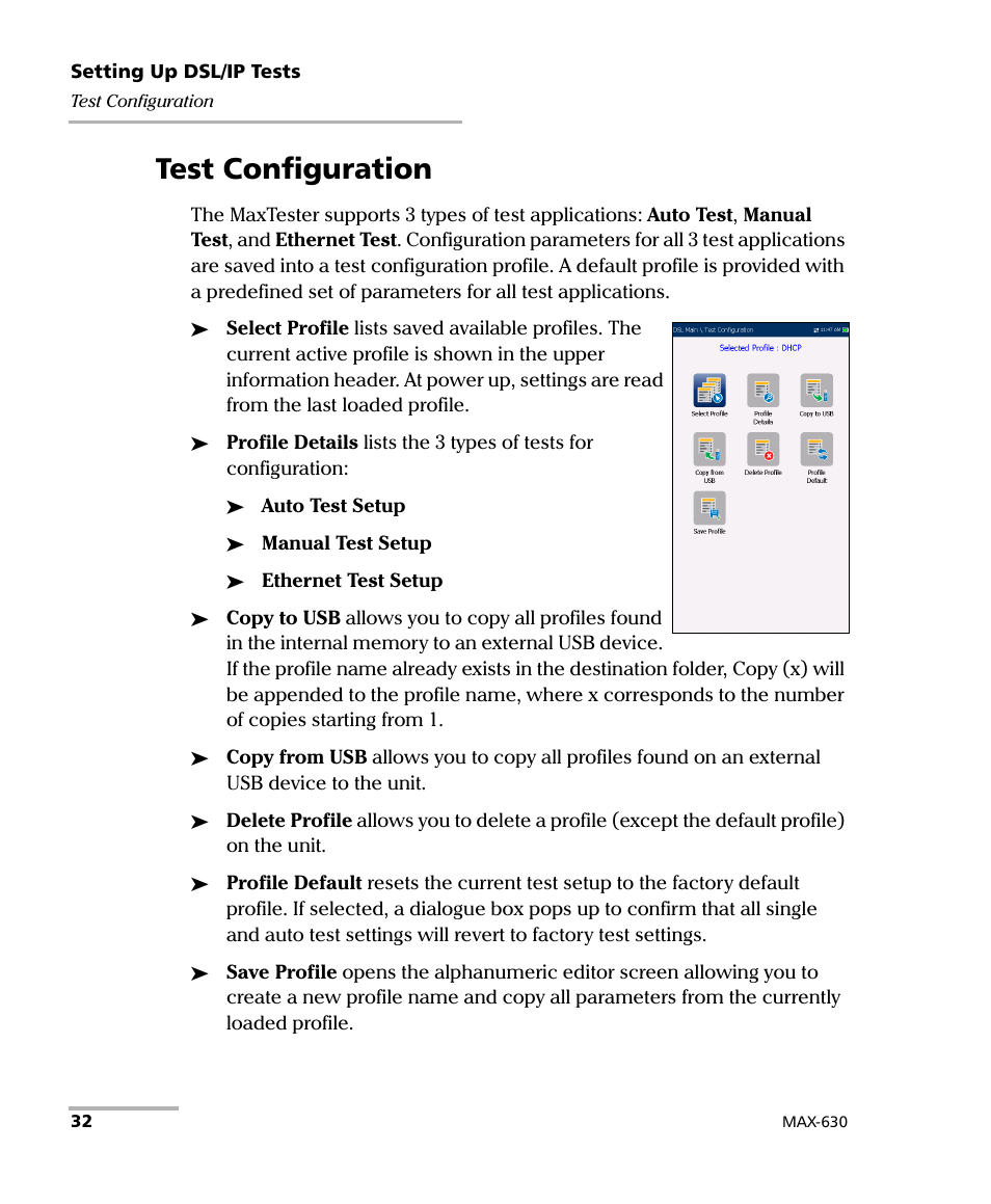 Test configuration | EXFO MaxTester MAX-630 User Manual | Page 38 / 135