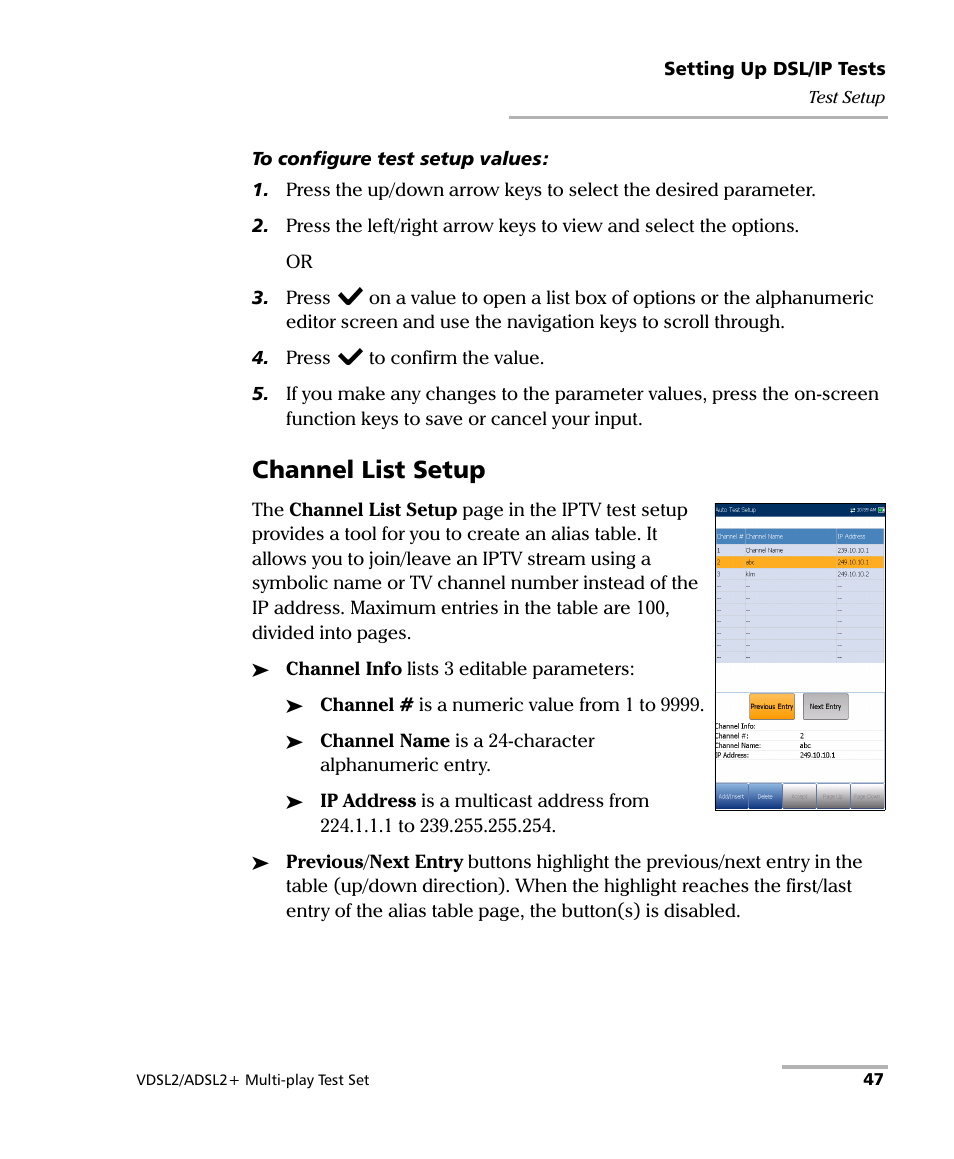 Channel list setup | EXFO MaxTester MAX-630 User Manual | Page 53 / 135
