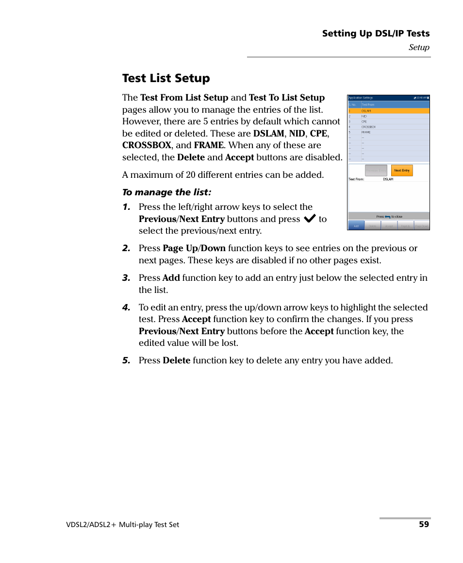 Test list setup | EXFO MaxTester MAX-630 User Manual | Page 65 / 135
