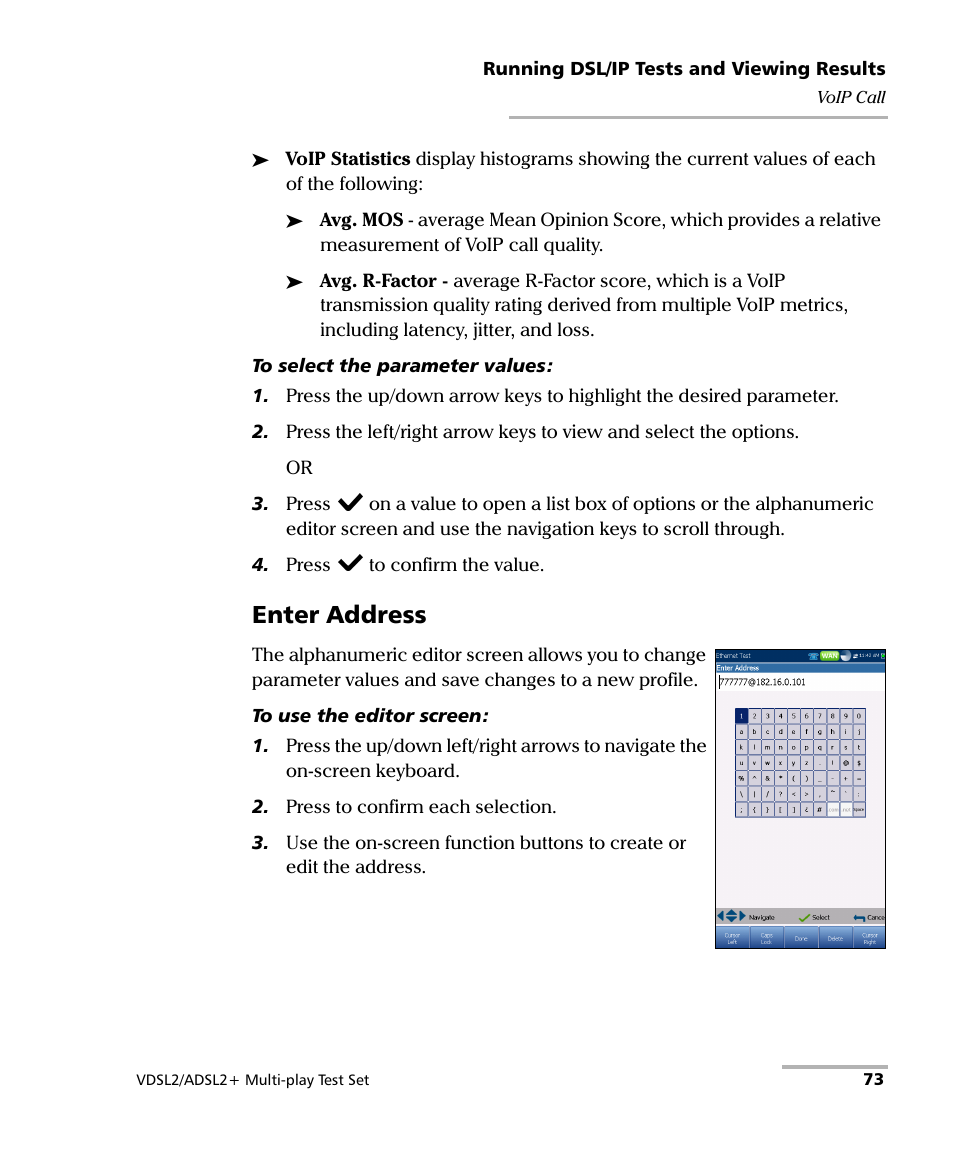 Enter address | EXFO MaxTester MAX-630 User Manual | Page 79 / 135