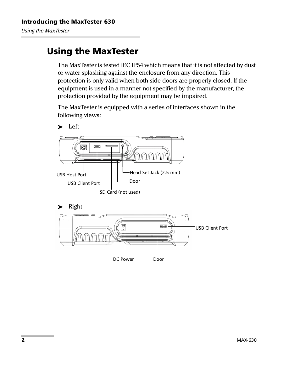 Using the maxtester | EXFO MaxTester MAX-630 User Manual | Page 8 / 135