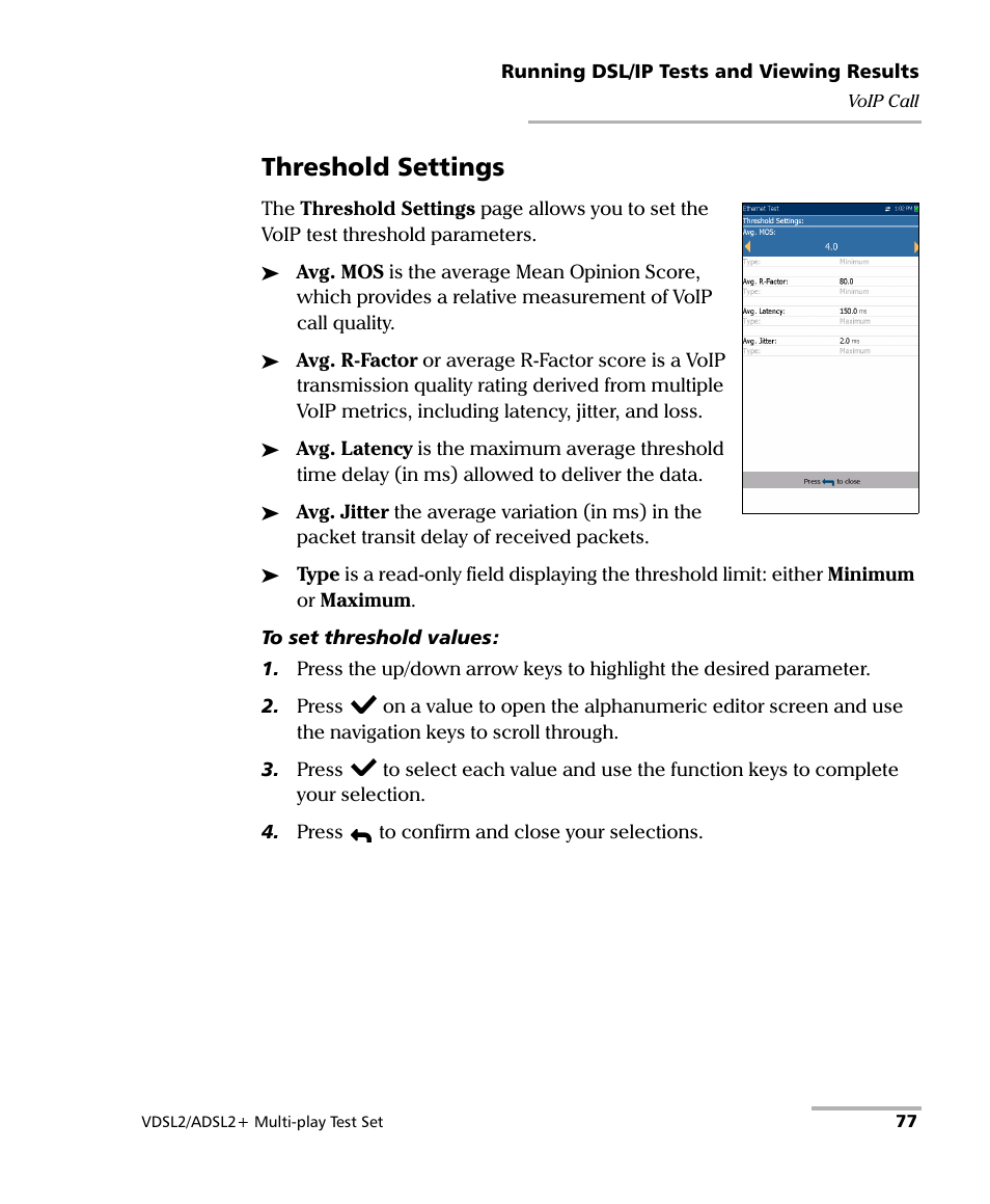 Threshold settings | EXFO MaxTester MAX-630 User Manual | Page 83 / 135