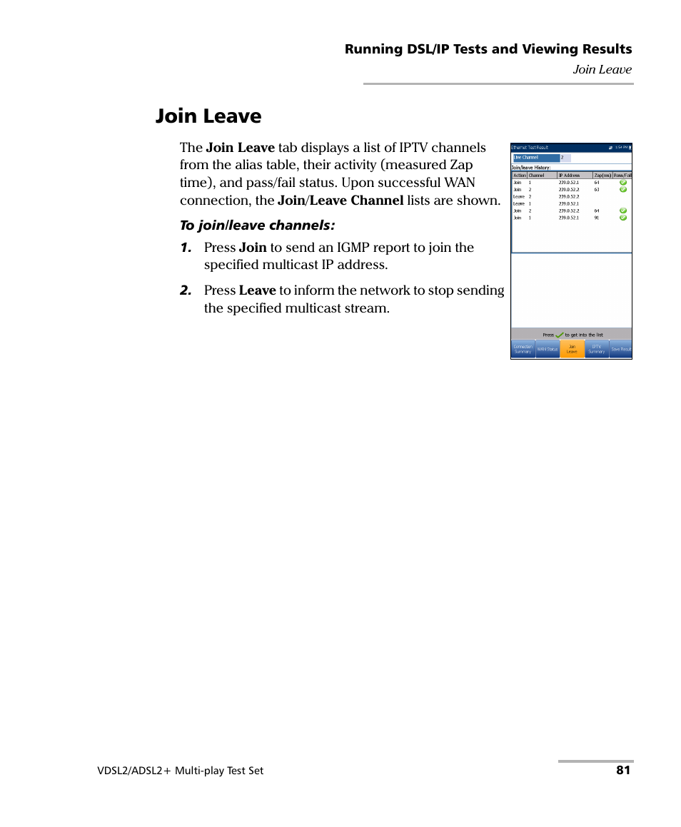 Join leave | EXFO MaxTester MAX-630 User Manual | Page 87 / 135