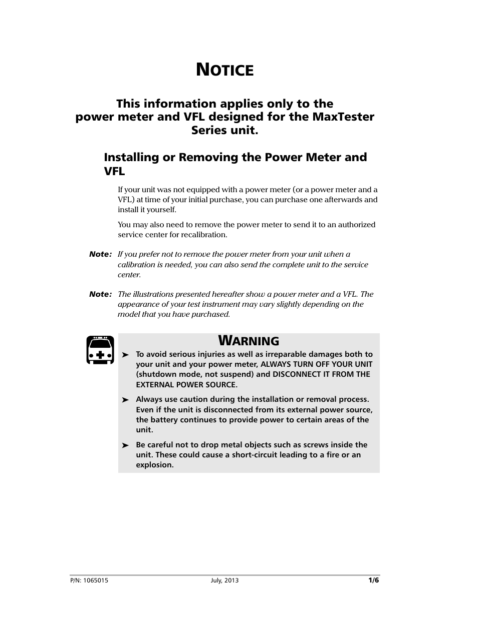 EXFO MaxTester Series User Manual | 6 pages