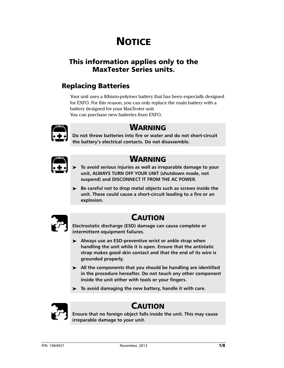 EXFO MaxTester Series User Manual | 8 pages