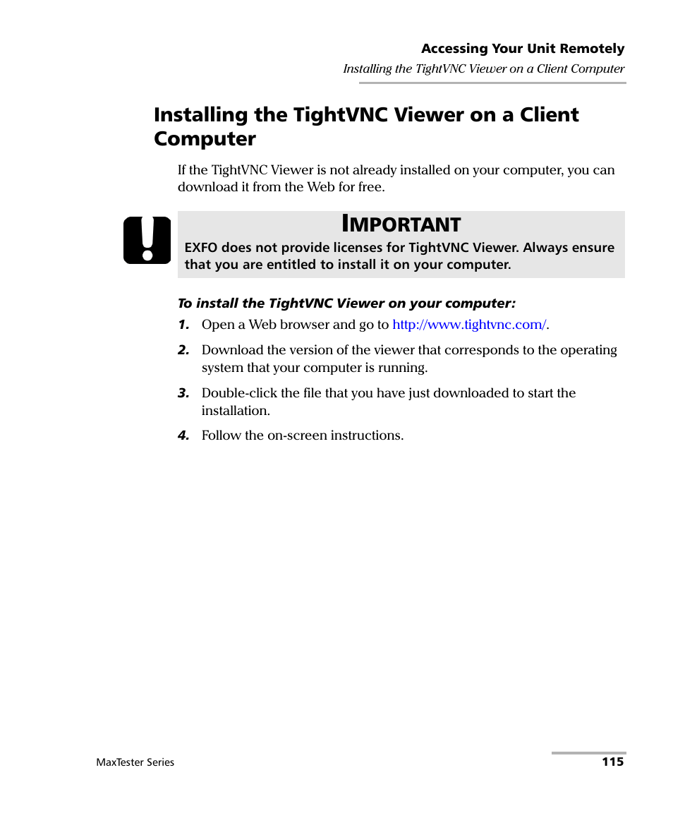 Mportant | EXFO MaxTester Series User Manual | Page 125 / 175