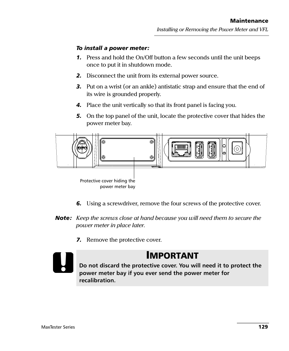 Mportant | EXFO MaxTester Series User Manual | Page 139 / 175