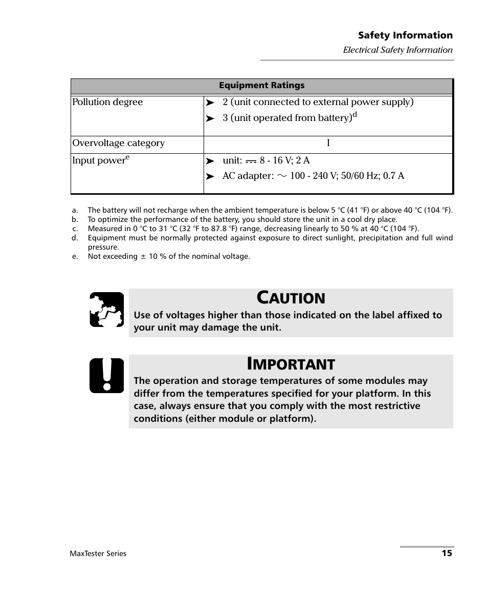 Aution, Mportant | EXFO MaxTester Series User Manual | Page 25 / 175