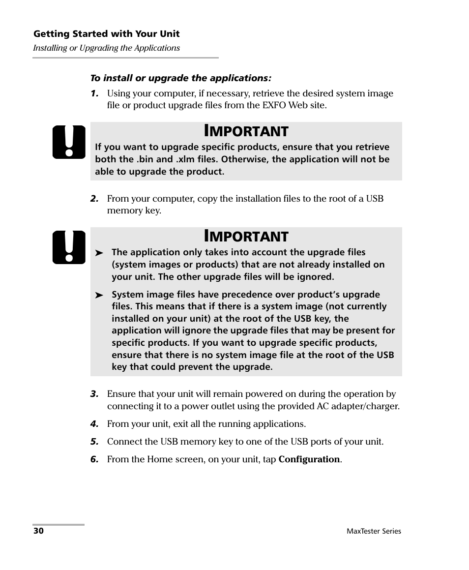 Mportant | EXFO MaxTester Series User Manual | Page 40 / 175