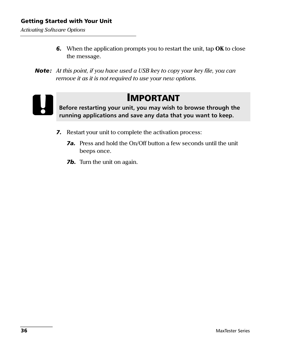 Mportant | EXFO MaxTester Series User Manual | Page 46 / 175