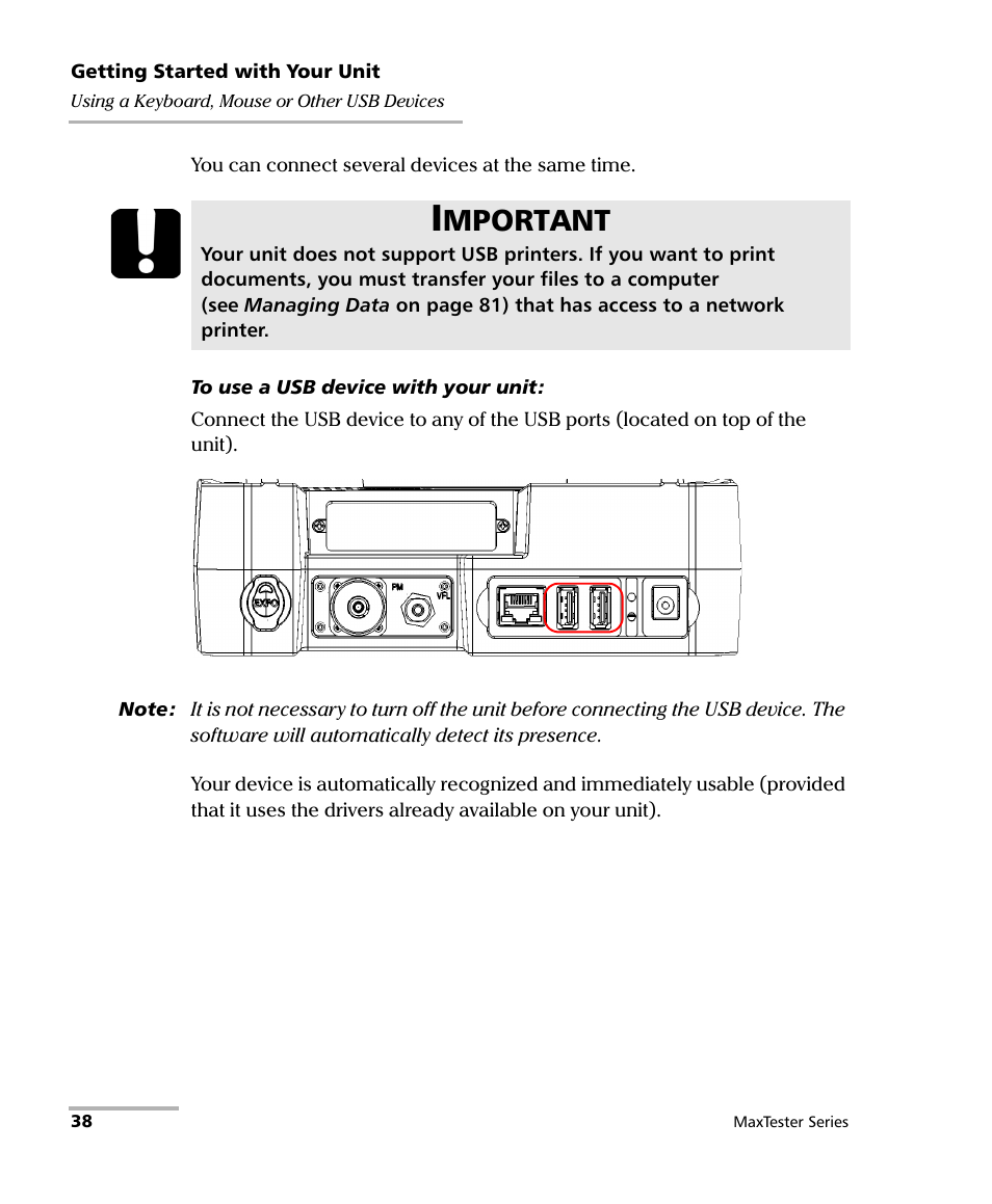 Mportant | EXFO MaxTester Series User Manual | Page 48 / 175