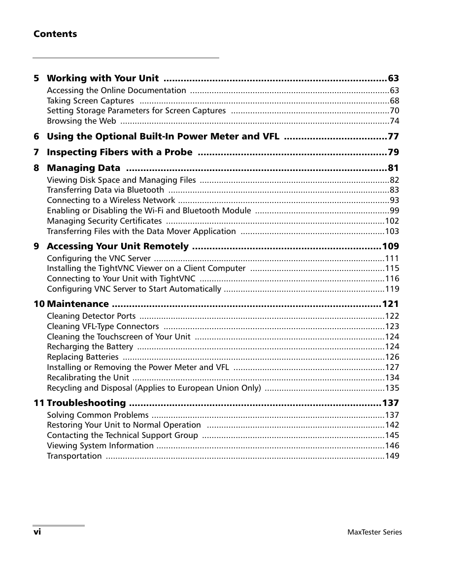 EXFO MaxTester Series User Manual | Page 6 / 175