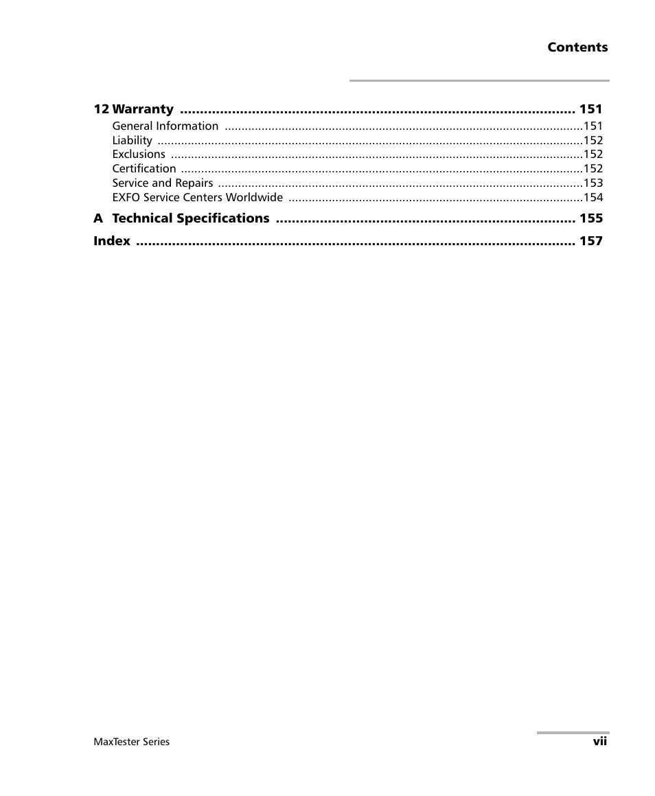 EXFO MaxTester Series User Manual | Page 7 / 175