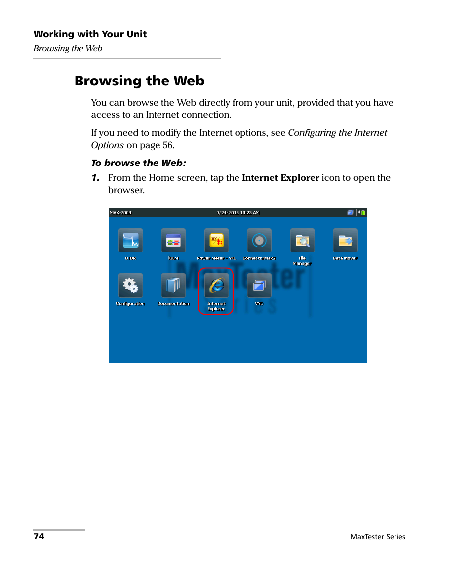 Browsing the web | EXFO MaxTester Series User Manual | Page 84 / 175