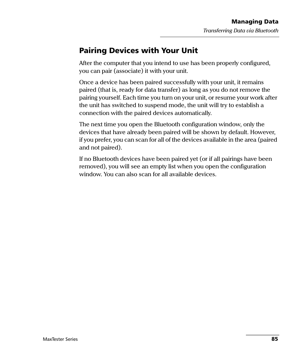 Pairing devices with your unit | EXFO MaxTester Series User Manual | Page 95 / 175