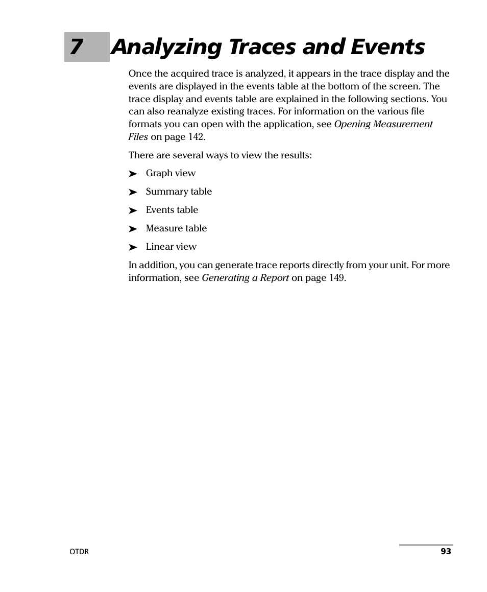7 analyzing traces and events, 7analyzing traces and events | EXFO OTDR 2 User Manual | Page 101 / 219