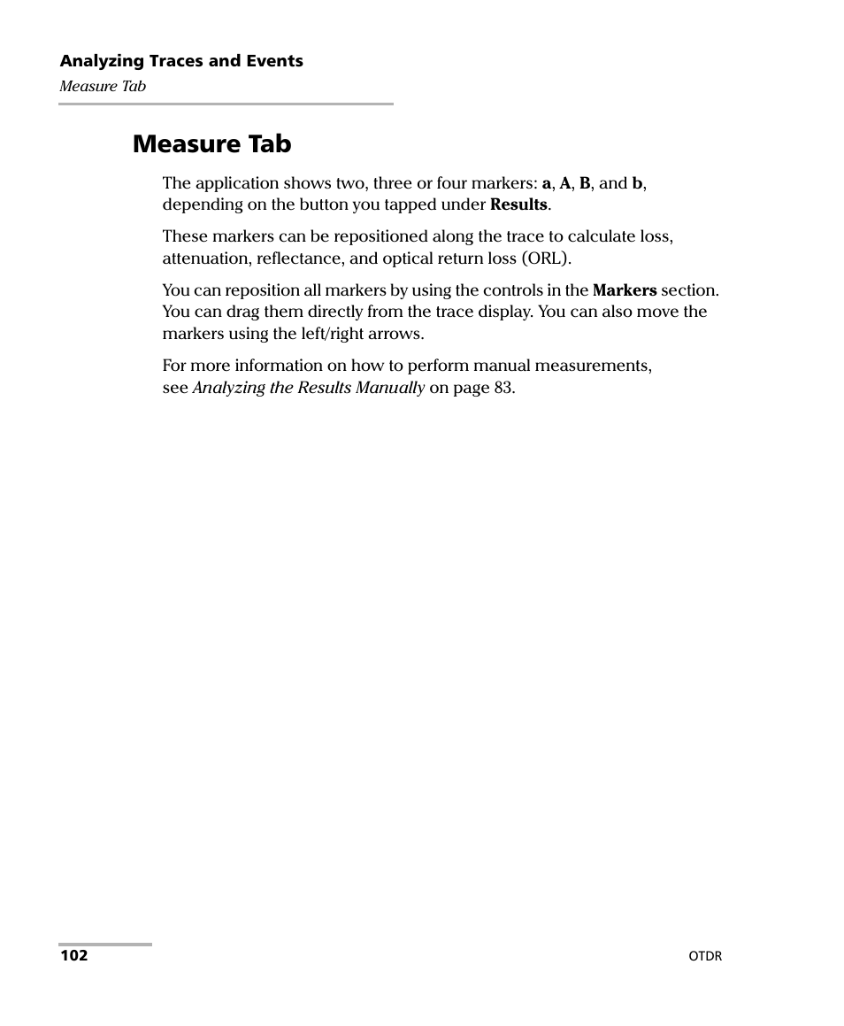 Measure tab | EXFO OTDR 2 User Manual | Page 110 / 219