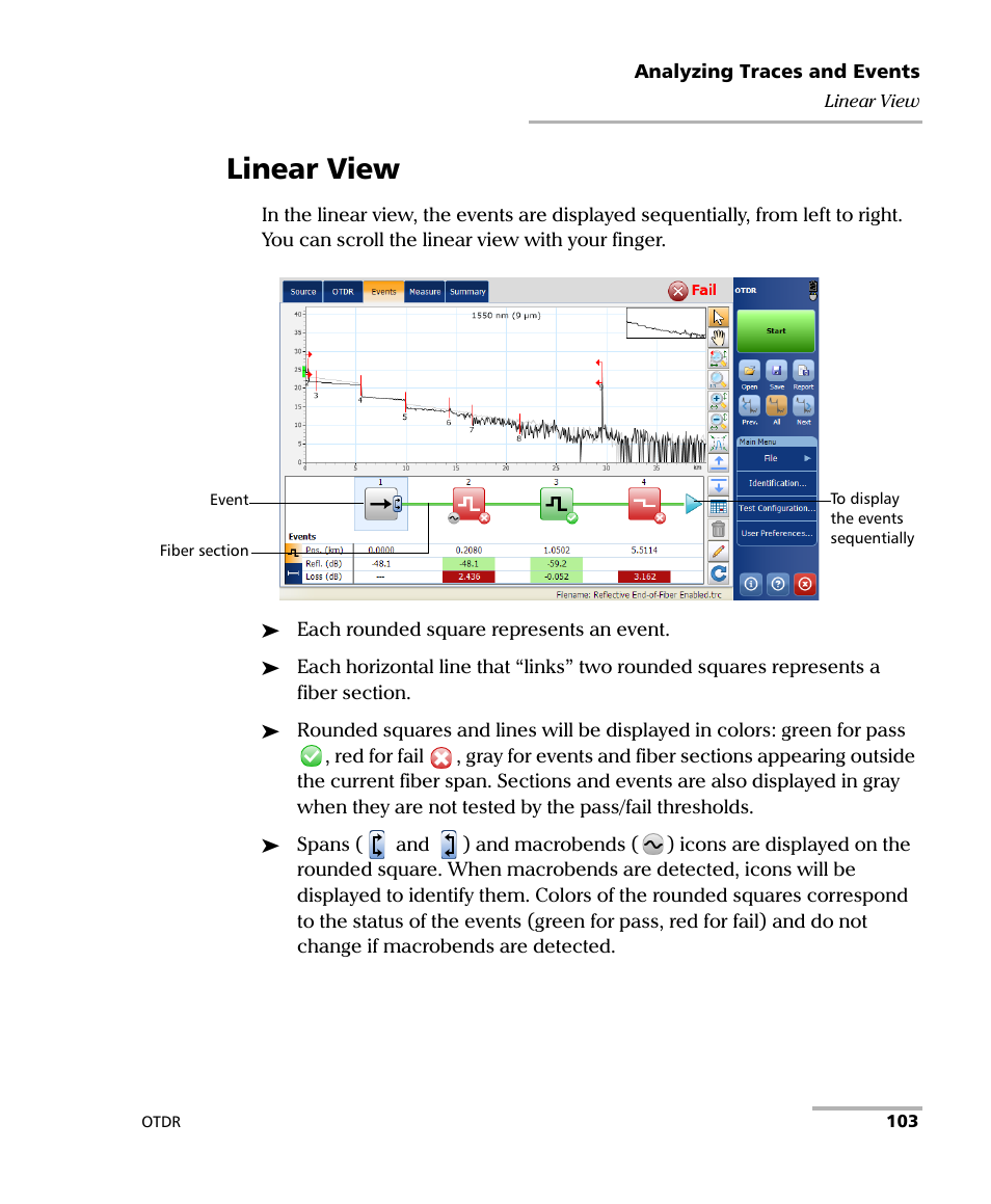 Linear view | EXFO OTDR 2 User Manual | Page 111 / 219