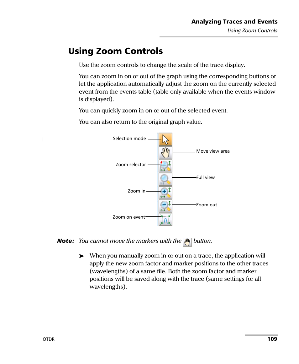 Using zoom controls | EXFO OTDR 2 User Manual | Page 117 / 219