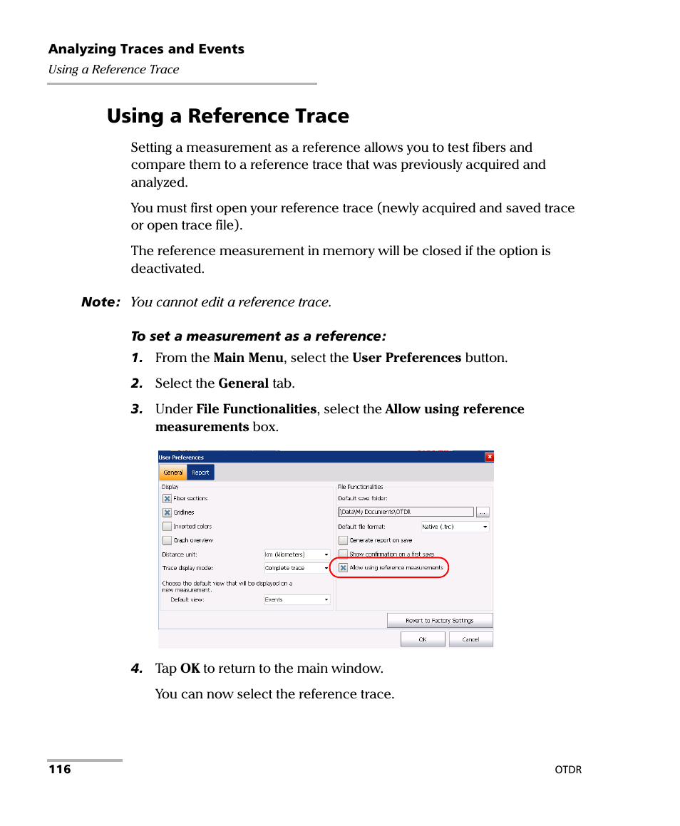 Using a reference trace | EXFO OTDR 2 User Manual | Page 124 / 219