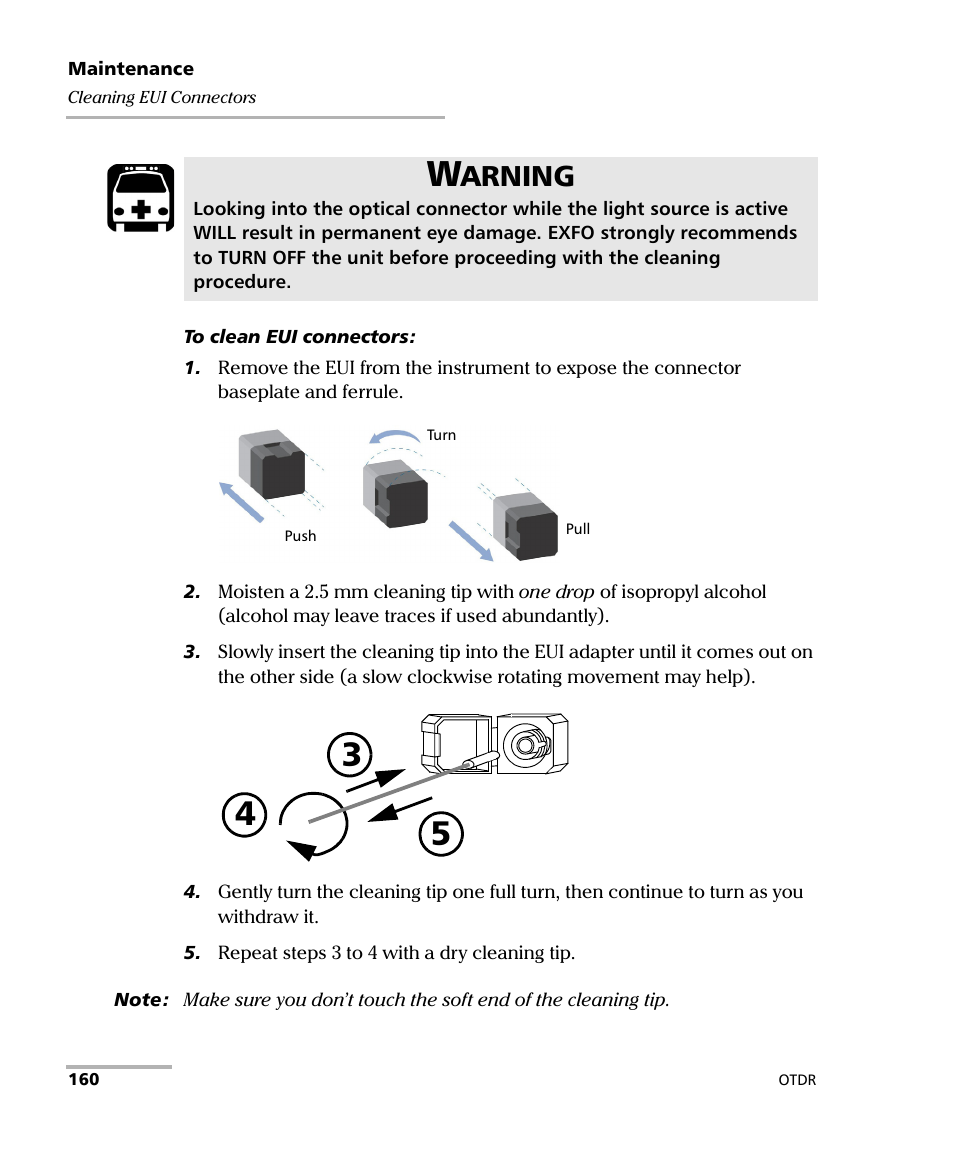 Arning | EXFO OTDR 2 User Manual | Page 168 / 219