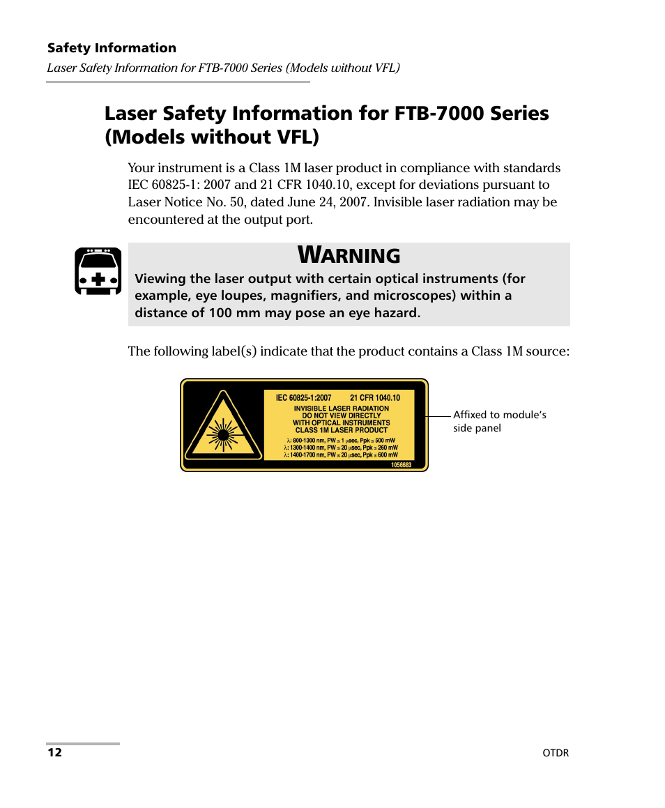 Arning | EXFO OTDR 2 User Manual | Page 20 / 219