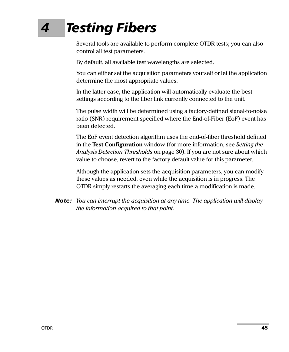 4 testing fibers, 4testing fibers | EXFO OTDR 2 User Manual | Page 53 / 219