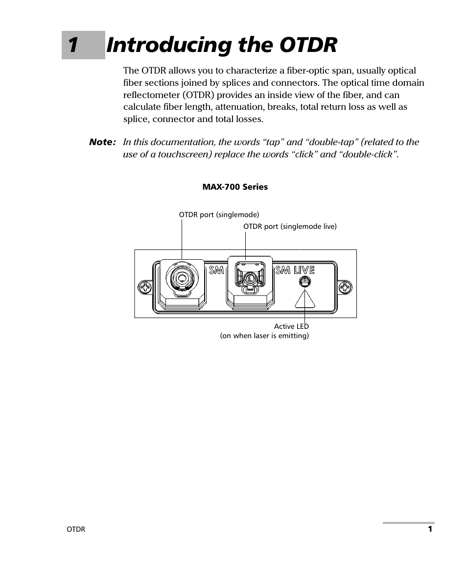 1 introducing the otdr, 1introducing the otdr | EXFO OTDR 2 User Manual | Page 9 / 219