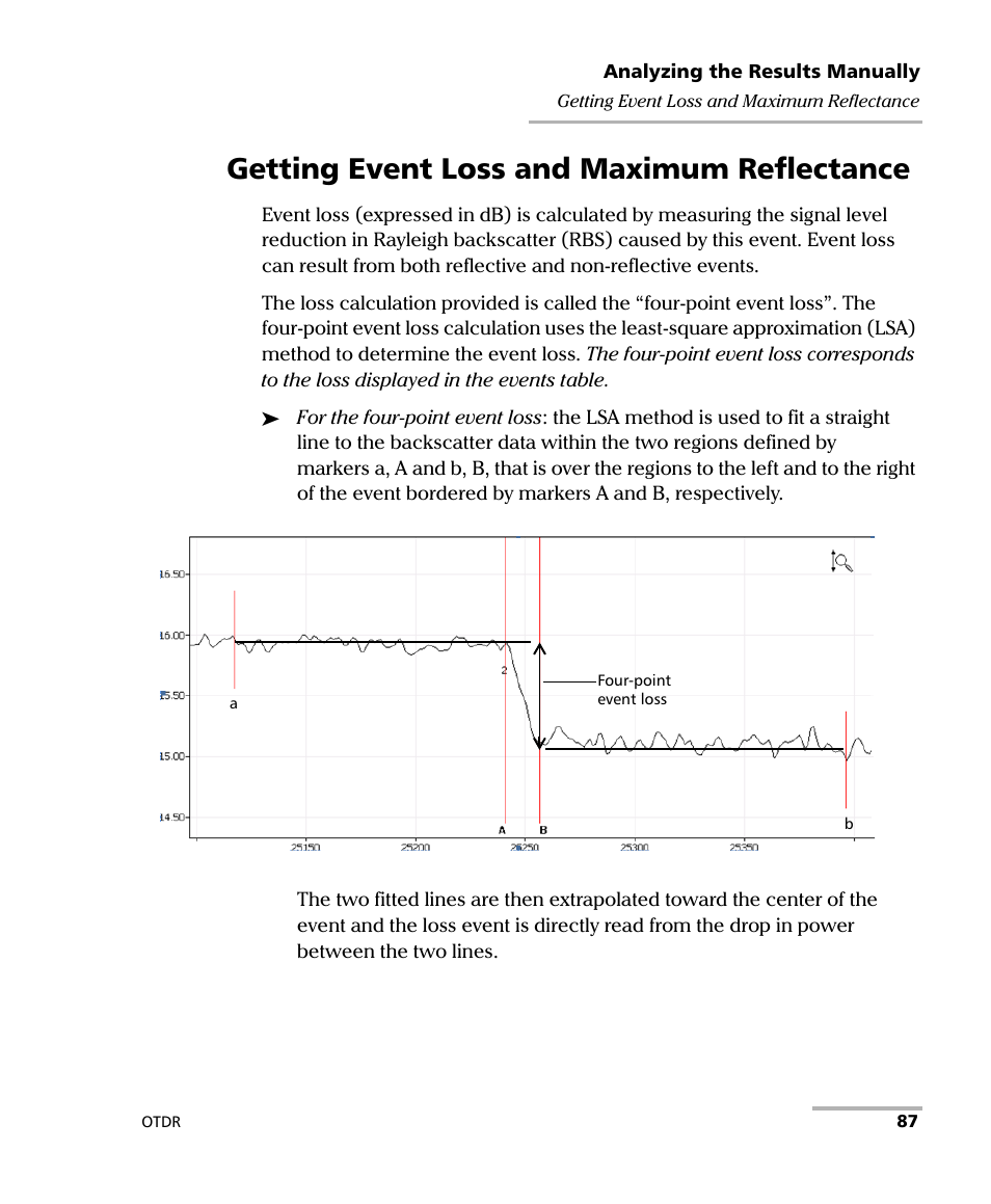 Getting event loss and maximum reflectance | EXFO OTDR 2 User Manual | Page 95 / 219