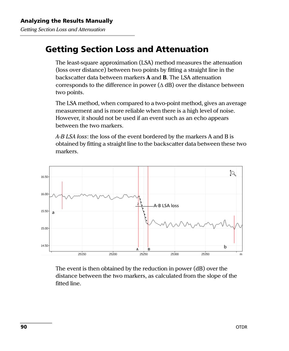 Getting section loss and attenuation | EXFO OTDR 2 User Manual | Page 98 / 219